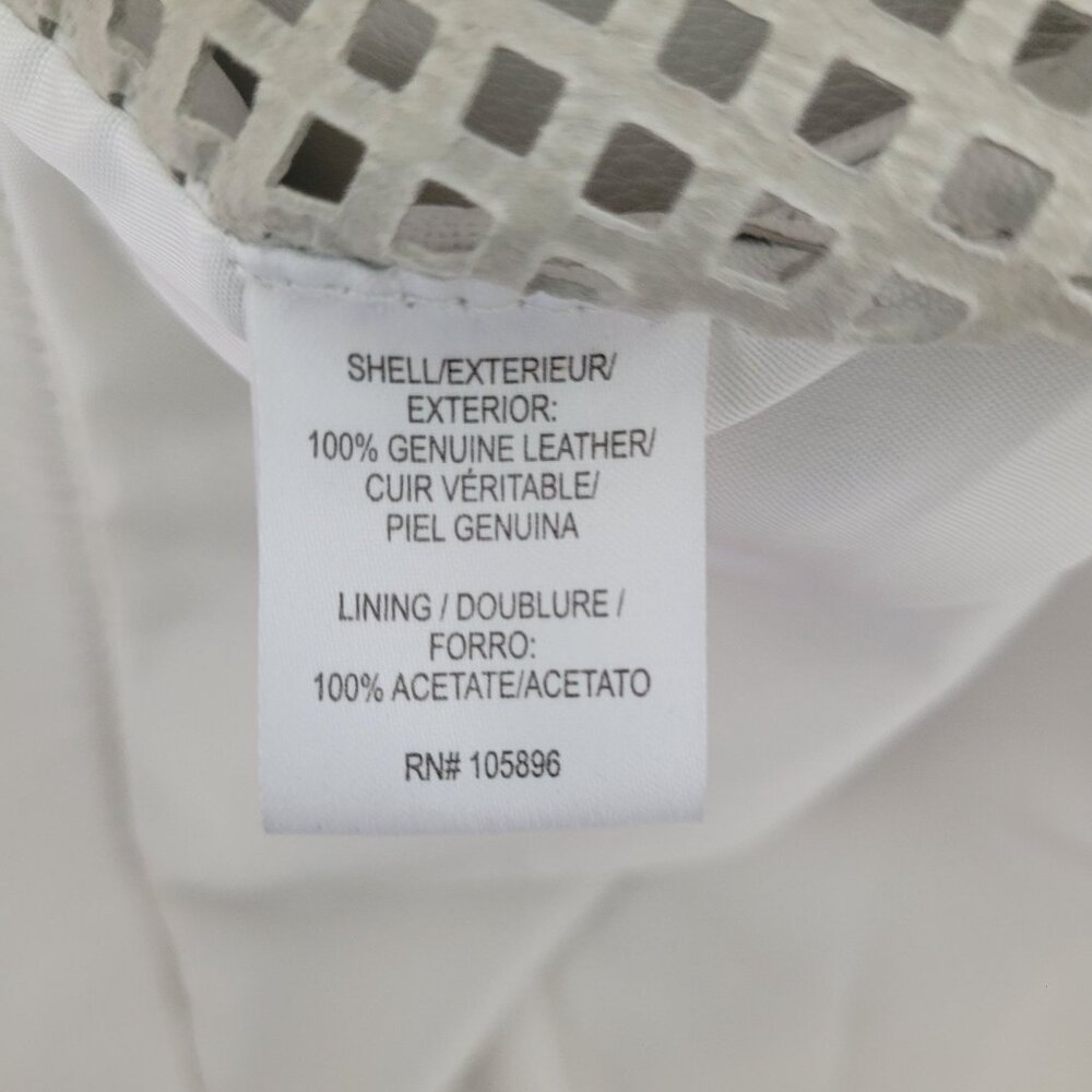 Worth New York Genuine Leather Zip Front Vest Size 10 White Perforated Moto - Picture 7 of 8